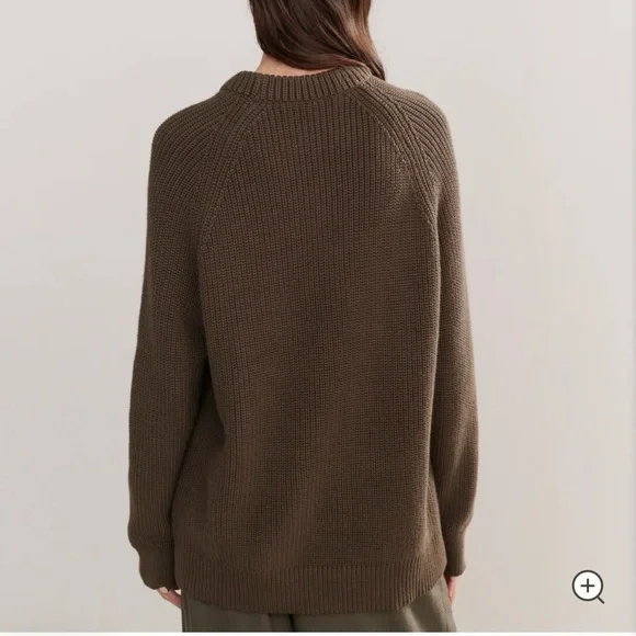 NWT *sold out* Jenni Kayne Oversized Cotton Fisherman sweater Olive moss XXL - Picture 6 of 16
